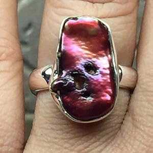 ナチュラル ピンク ビワ パール 925 ソリッド スターリング シルバー リング 6.5 Natural Rocks by Kala Natural Pink Biwa Pearl 925 Solid Sterling Silver Ring 6.5