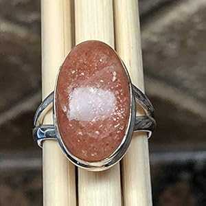 天然サンストーン 925 ソリッド スターリング シルバー ソリティア リング サイズ 6.75 Natural Rocks by Kala Natural Sunstone 925 Solid Sterling Silver Solitaire Ring sz 6.75