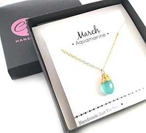 アクアマリン ジェムストーン 3 月の誕生石 ネックレス - 14K ゴールドフィルド ブリオレット ティアドロップ ジュエリー - 彼女へのギフト CY Design Studio Aquamarine Gemstone March Birthstone Necklace - 14k Gold Filled Briolette Teardro
