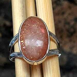 天然サンストーン 925 ソリッド スターリング シルバー スパークリング リング サイズ 7 Natural Rocks by Kala Natural Sunstone 925 Solid Sterling Silver Sparkling Ring Size 7