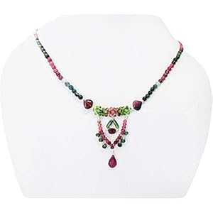 上品なピンク トルマリン ペンダント ビーズ ネックレス スターリング シルバー 16 インチ グリーン トルマリン ジュエリー anushruti Dainty Pink Tourmaline Pendant Beaded Necklace with Sterling Silver 16\