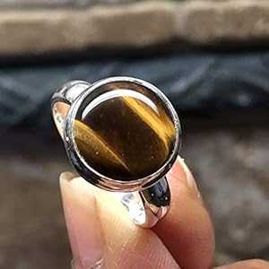 NaturaI タイガーアイ 925 ソリッド スターリング シルバー リング サイズ 7.75 Natural Rocks by Kala NaturaI Tiger's Eye 925 Solid Sterling Silver Ring Size 7.75