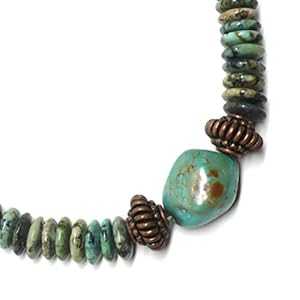 青緑色 ジャスパー ヒシ ユニ一発やる 命令 首飾り コッパー Meredithbead Turquoise Jasper Hishi Unisex Statement Necklace Copper