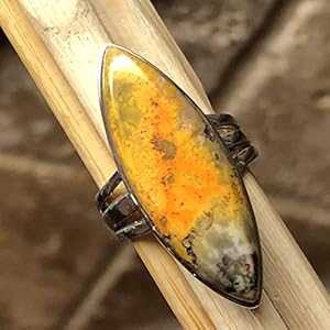天然インドネシア産マルハナバチ ジャスパー 925 スターリング シルバー リング サイズ 6.5 Natural Rocks by Kala Natural Indonesian Bumble Bee Jasper 925 Sterling Silver Ring Size 6.5｜Glomarket