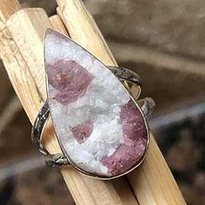 本物のピンク トルマリン 925 ソリッド スターリング シルバー リング サイズ 7.75 Natural Rocks by Kala Genuine Pink Tourmaline 925 Solid Sterling Silver Ring Size 7.75