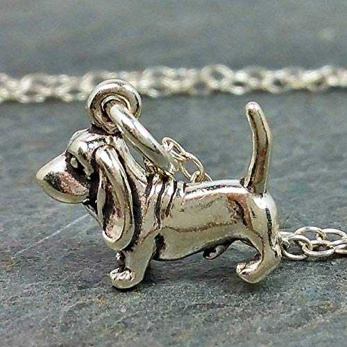 タイニー バセットハウンド チャーム ネックレス - 925 スターリング シルバー、18 インチ EnCharmed Tiny Basset Hound Charm Necklace - 925 Sterling Silver, 18\