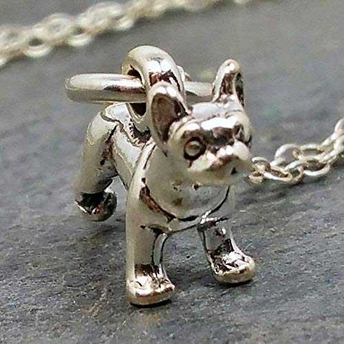 小さなボストン テリア チャーム ネックレス - 925 スターリング シルバー、18 インチ EnCharmed Tiny Boston Terrier Charm Necklace - 925 Sterling Silver, 18\