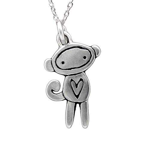 スターリングしろがね色 靴下 エテ公 首飾り 18in 925 チェーン店 お嬢さん用 Mark Poulin Workshop Sterling Silver Sock Monkey Necklace on 18\