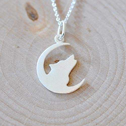 ハウリングウルフとムーンネックレス スターリングシルバー 16インチチェーン付き Jamber Jewels Howling Wolf and Moon Necklace in Sterling Silver with 16\