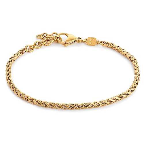 Galis Gold Rope Chain Bracelets for Women and Men - Unisex Premium Stainless Steel Bracelet for Men and Women, Gold Plated Non Tarnish Bracelet, One Wrap Wheat Chain Style with Lobster Claw Clasp 7\