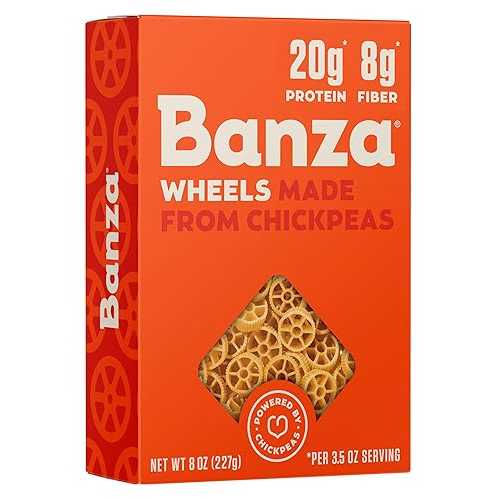 Banza Chickpea Pasta, Wheels - Gluten Free Healthy Pasta, High Protein, Lower Carb and Non-GMO, 8 Ounce (Pack of 6)｜Glomarket