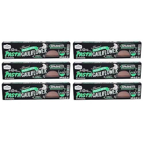 Veggiecraft Farms Cauliflower Spaghetti Pasta / 14g Protein, Gluten-Free, Non-GMO / Healthy Plant Based Veggie Pasta Made With Cauliflower, Pea, Lentil Flour / Fiber, Iron, Potassium / 6 Pack｜Glomarket
