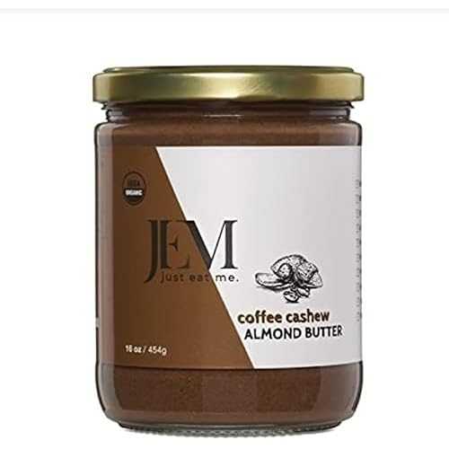 JEM Just Eat Me. JEM Organics Coffee Cashew Sprouted Almond Nut Butter, Organic All Natural, Gluten-Free, Vegan, Paleo, Keto Snack, 16 oz Jar, Single Pack画像