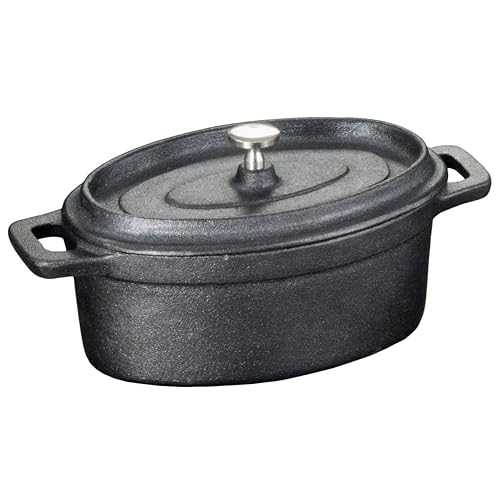 American Metalcraft CIPOV6040 鋳鉄楕円形キャセロールとポット、長さ 7.5 インチ x 幅 4 インチ、ブラック American Metalcraft CIPOV6040 Cast Iron Oval Casseroles and Pots, 7.5" Length x 4" Width, Black|Glomarket