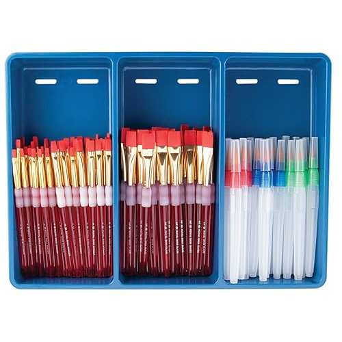 Royal Brush Big Kids Choice ブラシ ボーナス フラット教室パック、詰め合わせ、ブラシ 72 本とエプロン 12 枚のセット - 406839 OMNIA Brush Royal Brush Big Kids Choice Brush Bonus Flat Classroom Pack, Assorted, Set of 72 Brushes