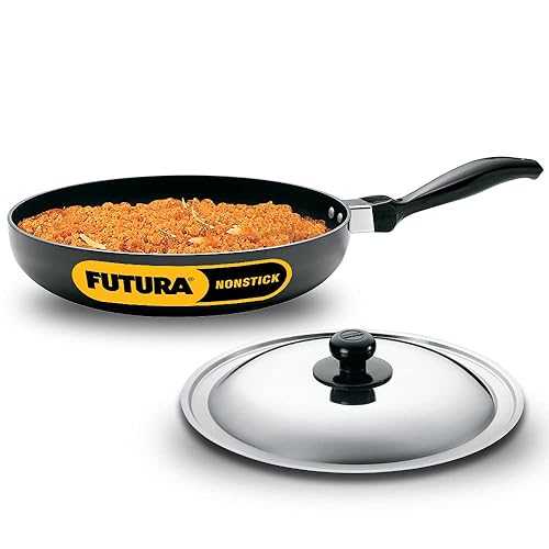 HAWKINS Futura Non-Stick 10-Inch Frying Pan Indian Style with Stainless Steel Lid