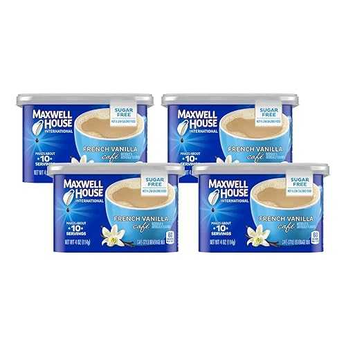 Maxwell House International フレンチ バニラ シュガーフリー カフェ ビバレッジ ミックス 4 オンス キャニスター、4 個パック Maxwell House International French Vanilla Sugar Free Cafe Beverage Mix 4 oz Canisters, Pack of 4