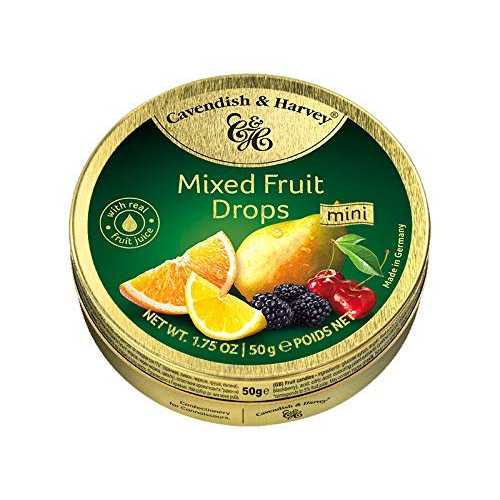 Cavendish & Harvey | Mixed Fruit Hard Candy Drops | 1.75 Ounce Tins - 6 Pack