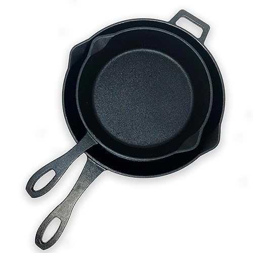 Bayou Classic 7451 10-インチ and 12-インチ Cast Iron Skillet Set Features Pour Spouts Perfect For Breakfast Pan Frying Saut・・ing and Baking Bayou Classic 7451 10-インチ and 12-インチ Cast Iron Skillet Set Features Pour Spouts Perfect Fo