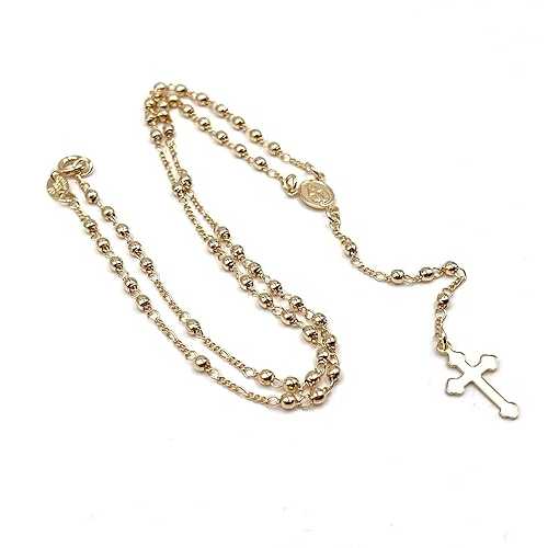 ロザリオ ビーズ カトリック ネックレス 女性用 18K ゴールドメッキ チェーン クロス ペンダント SIFRIMANIA Rosary Beads Catholic Necklace for Women 18k Gold Plated Chain Cross Pendant