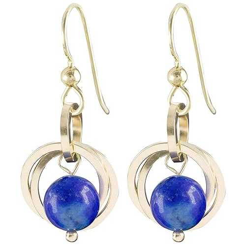 Classy Blue Lapis Lazuli 14K Gold Fill Dangle Women\u0027s Earrings - Minimalist Real Gemstone Lapis and Gold Earrings for Everyday Wear - Trendy Jewelry Gift Idea for Wife or Mom Tahmi Classy Blue Lapis Lazuli 14K Gold Fi
