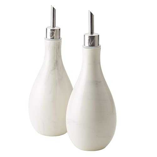 Anolon 2-Piece Stoneware Cruet Set, Marble White画像