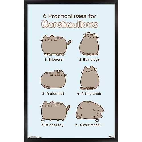 Trends International Pusheen - マシュマロ ウォールポスター、14.725インチ x 22.375インチ、ブラックフレームバージョン Trends International Pusheen - Marshmallow Wall Poster, 14.725\
