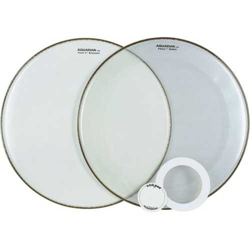 Aquarian Drumheads FFP20WH フルフォースパック 20 インチバスドラムヘッド、グロスホワイト Aquarian Drumheads FFP20WH Full Force Packs 20-inch Bass Drum Head, gloss white｜Glomarket