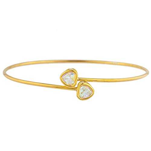 14K ゴールド ナチュラル マーキュリー ミスト ミスティック トパーズ ハート ベゼル バングル ブレスレット Elizabeth Jewelry 14Kt Gold Natural Mercury Mist Mystic Topaz Heart Bezel Bangle Bracelet｜Glomarket