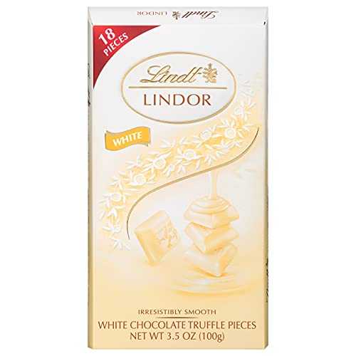 Lindt LINDOR ホワイトチョコレートトリュフバー、滑らかでとろけるトリュフセンターのホワイトチョコレートキャンディ、ギフトに最適、3.5オンス バー (12 パック) Lindt LINDOR White Chocolate Truffle Bar, White Chocolate Candy with Smooth, Mel