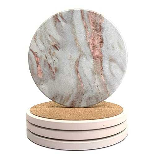 Asefcnxkjii Cute Drinking Coasters Absorbent Coaster for Drinks - Rose Gold Marble 4 Sets 4\
