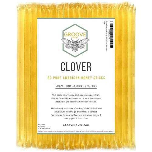 クローバーハニースティックには、米国ファミリーファームからの純粋な蜂蜜が含まれています。個別の蜂蜜パケットは地元産で、家族や友人と一緒に、また外出先でも楽しめる天然の蜂蜜ストローです。 Groove Honey Clover Honey Sticks with Each Honey Stick Conta画像