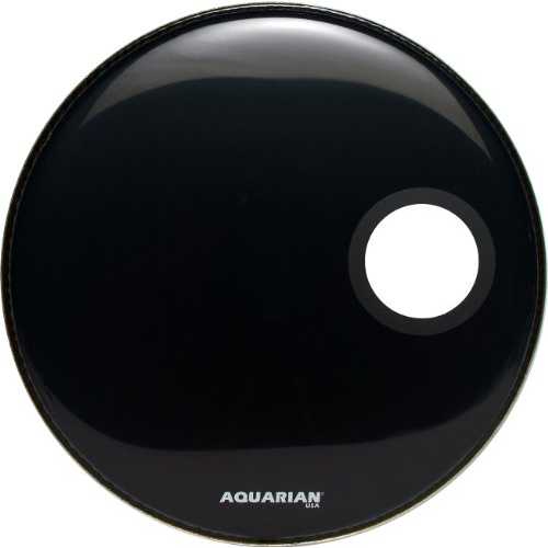 Aquarian Drumheads SMPTCC18BBK オフセットポートベース 18 インチバスドラムヘッド、グロスブラック Aquarian Drumheads SMPTCC18BBK Offset Ported Bass 18-inch Bass Drum Head, gloss black