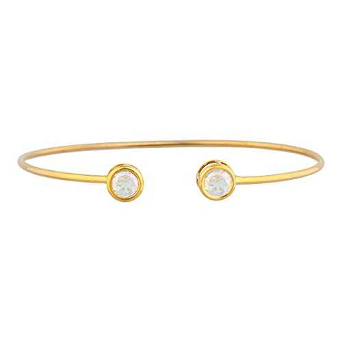 14K ゴールド 生まれながらマーキュリー霧 ミ突っ支い棒 トパーズ色 ラウンド ベゼル バングル 腕輪 Elizabeth Jewelry 14Kt Gold Natural Mercury Mist Mystic Topaz Round Bezel Bangle Bracelet