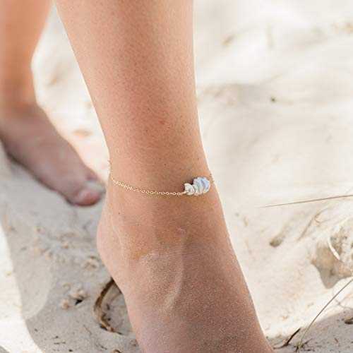 淡水パール ビーズ バー アンクレット 14K ゴールド フィル - 本物の宝石 Freshwater Pearl Bead Bar Anklet in 14K Gold Fill - Genuine Gemstone