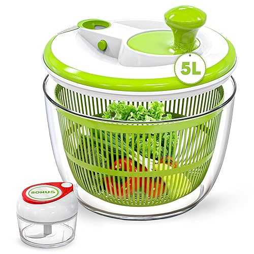 RTMAXCO サラダスピナー、5L 果物蔬菜洗い濯ぎかわき切る機、果物蔬菜かわき切る機、レタススピナー、フルーツ蔬菜洗い濯ぎ機。 RTMAXCO Salad Spinner, 5L Fruits Vegetable Washer Dryer, Fruits and Vegetables Dryer, Lettuce Spinner \u0026 Fruit Veggie Wash.
