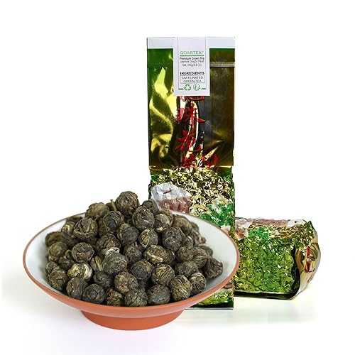GOARTEA - Jasmine Dragon Pearls - 2Pcs 250g / Total 17.6oz Premium Grade - Jasmine Pearl Green Tea - Chinese Green Tea Loose Leaf