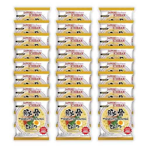 [SAPPORO ICHIBAN] Ramen Noodles, Tonkotsu Flavor, No. 1 Tasting Japanese Instant Noodles 3.5 Oz. (3.7 Ounce (Pack of 24)) [SAPPORO ICHIBAN] Ramen Noodles, Tonkotsu Flavor, No. 1 Tasting Japanese Instant Noodles 3