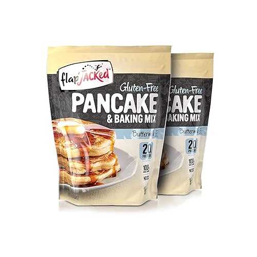 FlapJacked プロテイン パンケーキ & ベーキング ミックス、グルテンフリー バターミルク、24 オンス、2 パック FlapJacked Protein Pancake & Baking Mix, Gluten-free Buttermilk, 24oz, 2 Pack