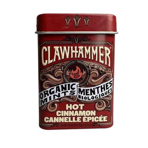 Clawhammer Organic Mints Hot Cinnamon | Cane Sugar, Natural Flavors, No Artificial Colors or Sweeteners | Kosher, Vegan, Gluten Free | Aspartame & Xylitol Free | 30 Count Tin (Pack of 12) 7,806円