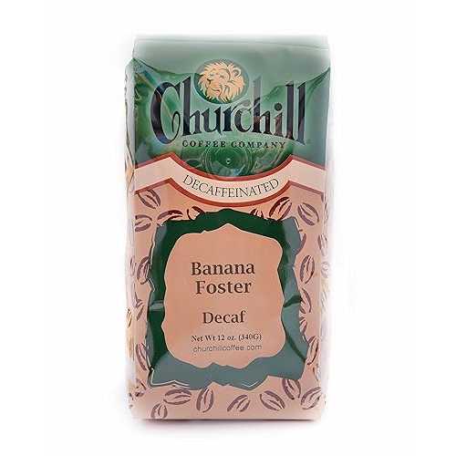 チャーチル コーヒー バナナ フォスター 12 オンス - ホールビーン (デカフェ) Churchill Coffee Company Churchill Coffee Banana Foster 12 oz - Whole Bean (Decaf)