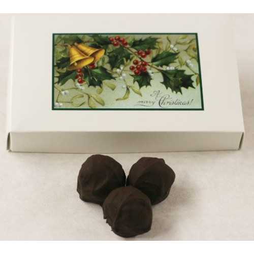 Scott's Cakes ダークチョコレートで覆われたキーライムフルーツトリュフ、1ポンドのヤドリギ箱入り Scott's Cakes Dark Chocolate Covered Key Lime Fruit Truffles in a 1 Pound Mistletoe Box