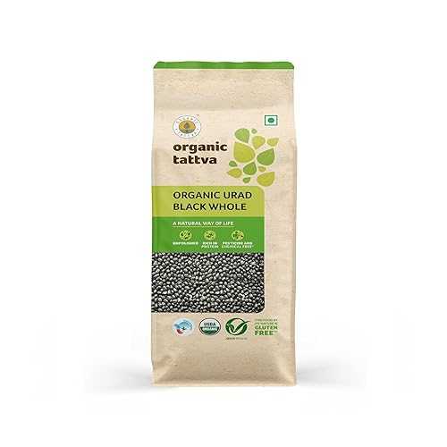オーガニック Tattva (ウラド ダル) ブラックグラム全レンズ豆、500g USDA 認定 Organic Tattva (Urad Dal) Black Gram Whole Lentils, 500g Certified By USDA