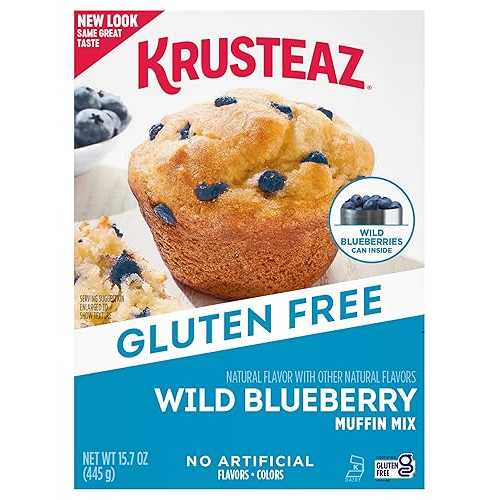 Krusteaz Gluten Free Baking Mix, Wild Blueberry Muffin Mix, Gluten Free Muffin Mix, Made with No Artificial Flavors or Colors, 15.7-Ounce Box (Pack of 6) Krusteaz Gluten Free Baking Mix, Wild Blueberry Muffin Mix,画像