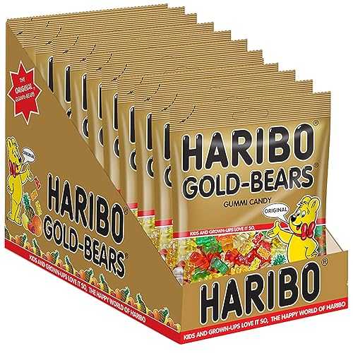 Reg Haribo 30220 Gold-Bears Gummi Candy, Original Assortment, 5oz Bag, 12/Carton