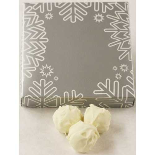Scott's Cakes ホワイトチョコレートで覆われたグレープトリュフ、1ポンドのスノーフレークボックス入り Scott's Cakes White Chocolate Covered Grape Truffles in a 1 Pound Snowflake Box
