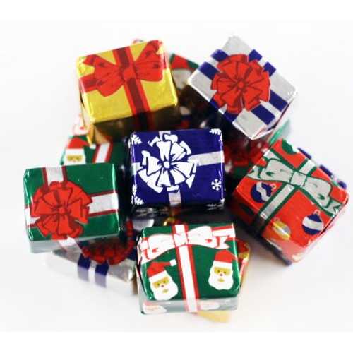 Scott's Cakes ホイル包装ソリッドミルクチョコレートクリスマスプレゼント 1ポンド透明チェロバッグ入り Scott's Cakes Foil Wrapped Solid Milk Chocolate Christmas Presents in a 1 Pound Clear Cello Bag