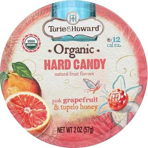 Torie & Howard オーガニック ハード キャンディ グレープフルーツ & ハニー 2 オンス 缶 - 3PC Torie & Howard Organic Hard Candy Grapefruit & Honey 2 oz. tins - 3PC