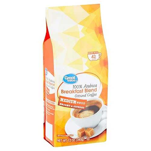 お買い得 100% アラビカ種ブレックファスト ブレンド 中挽きコーヒー - 12 オンス (4個入り) Great Value 100% Arabica Breakfast Blend Medium Ground Coffee - 12 oz. (Pack of 4)