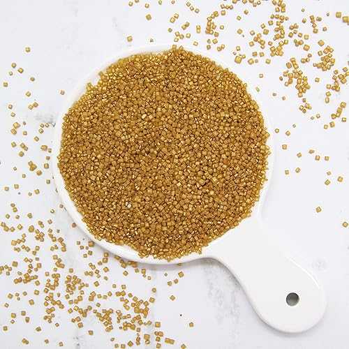 気まぐれなゴールド ミニ メタリック サンディング シュガー、コーシャー バルク 5 ポンド。 Whimsical Cake Sprinkles Whimsical Gold Mini Metallic Sanding Sugar, Kosher Bulk 5 lbs.